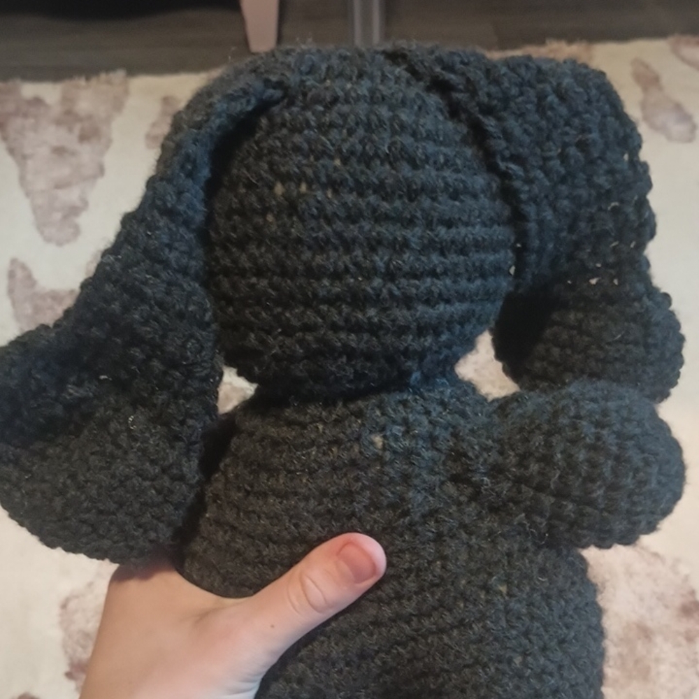 Black Crochet Bunny Plush - Picture 3 of 5